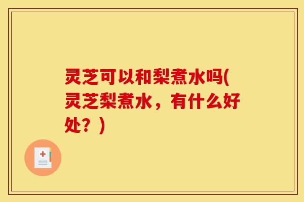 灵芝可以和梨煮水吗(灵芝梨煮水，有什么好处？)