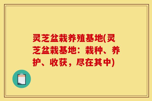 灵芝盆栽养殖基地(灵芝盆栽基地：栽种、养护、收获，尽在其中)