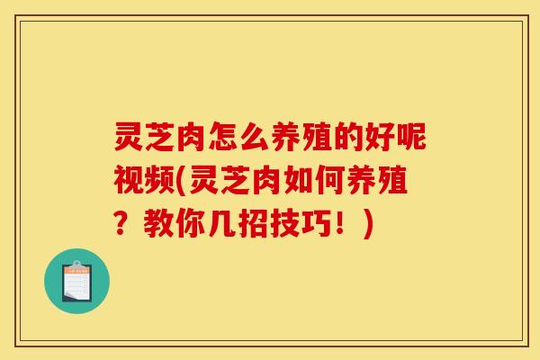 灵芝肉怎么养殖的好呢视频(灵芝肉如何养殖？教你几招技巧！)