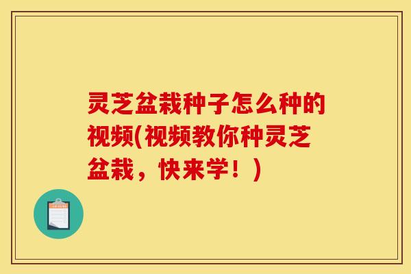 灵芝盆栽种子怎么种的视频(视频教你种灵芝盆栽，快来学！)
