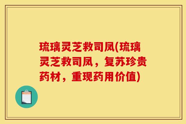 琉璃灵芝救司凤(琉璃灵芝救司凤，复苏珍贵药材，重现药用价值)