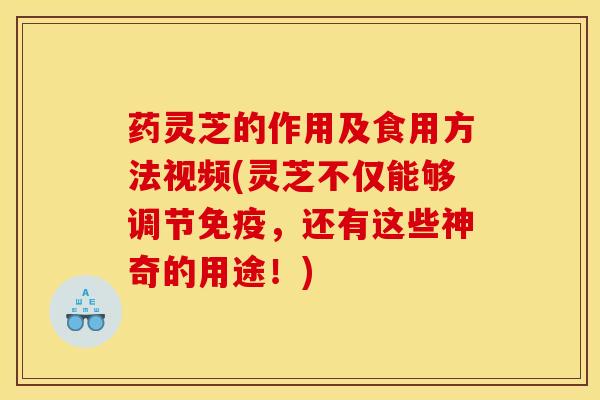 药灵芝的作用及食用方法视频(灵芝不仅能够调节免疫，还有这些神奇的用途！)