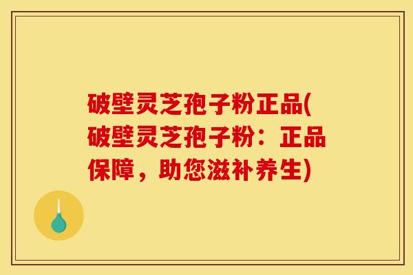 破壁灵芝孢子粉正品(破壁灵芝孢子粉：正品保障，助您滋补养生)