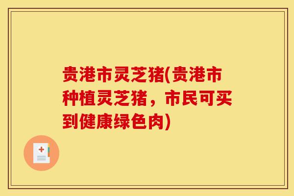 贵港市灵芝猪(贵港市种植灵芝猪，市民可买到健康绿色肉)