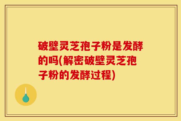 破壁灵芝孢子粉是发酵的吗(解密破壁灵芝孢子粉的发酵过程)