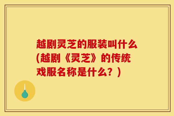 越剧灵芝的服装叫什么(越剧《灵芝》的传统戏服名称是什么？)