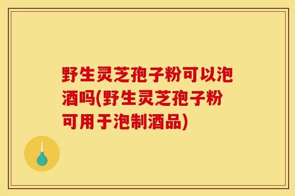 野生灵芝孢子粉可以泡酒吗(野生灵芝孢子粉可用于泡制酒品)
