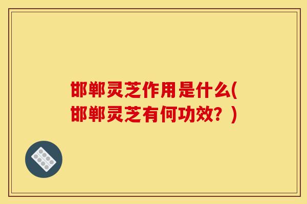 邯郸灵芝作用是什么(邯郸灵芝有何功效？)
