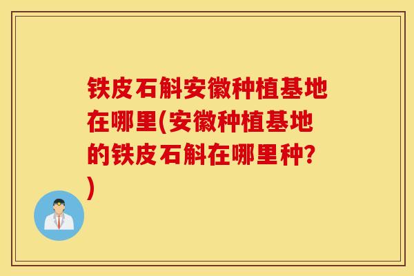 铁皮石斛安徽种植基地在哪里(安徽种植基地的铁皮石斛在哪里种？)