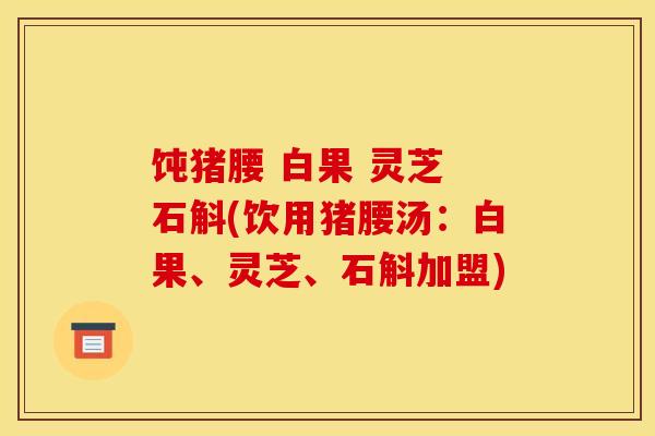 饨猪腰 白果 灵芝 石斛(饮用猪腰汤：白果、灵芝、石斛加盟)