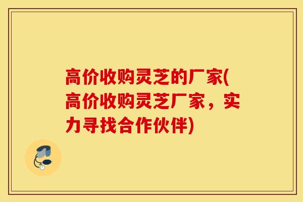 高价收购灵芝的厂家(高价收购灵芝厂家，实力寻找合作伙伴)