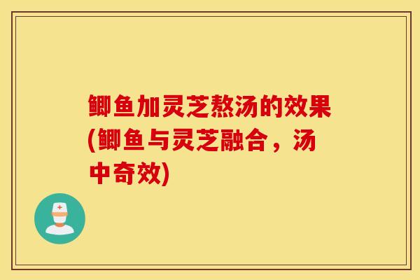 鲫鱼加灵芝熬汤的效果(鲫鱼与灵芝融合，汤中奇效)