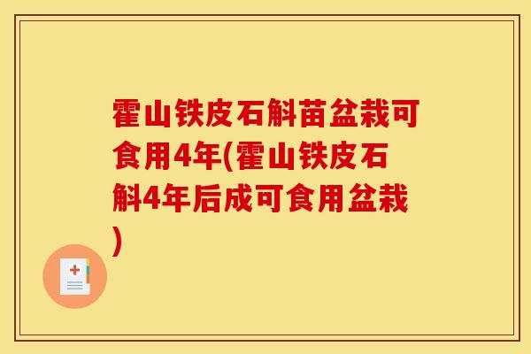 霍山铁皮石斛苗盆栽可食用4年(霍山铁皮石斛4年后成可食用盆栽)