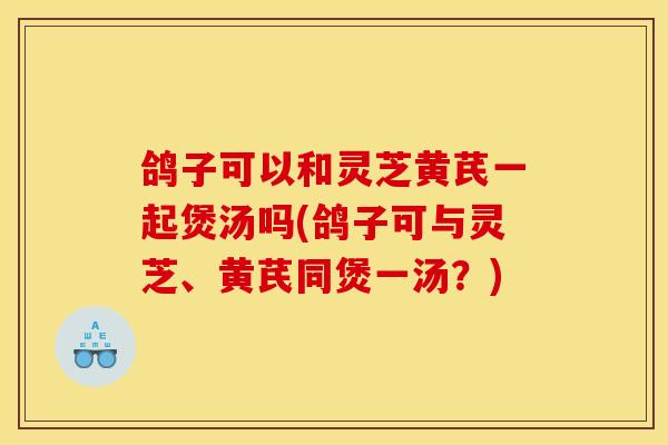 鸽子可以和灵芝黄芪一起煲汤吗(鸽子可与灵芝、黄芪同煲一汤？)
