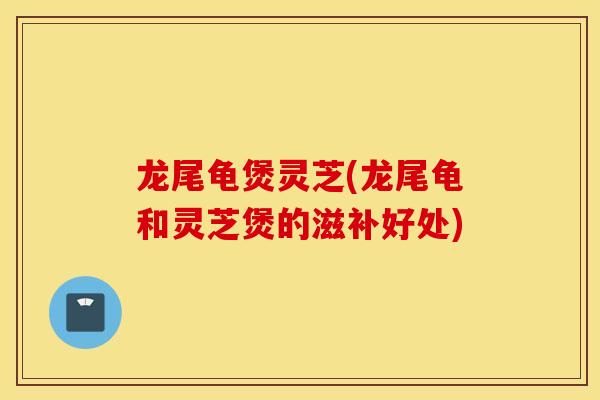 龙尾龟煲灵芝(龙尾龟和灵芝煲的滋补好处)