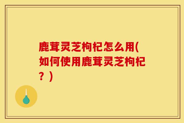 鹿茸灵芝枸杞怎么用(如何使用鹿茸灵芝枸杞？)
