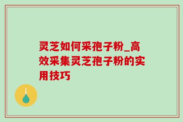 灵芝如何采孢子粉_高效采集灵芝孢子粉的实用技巧