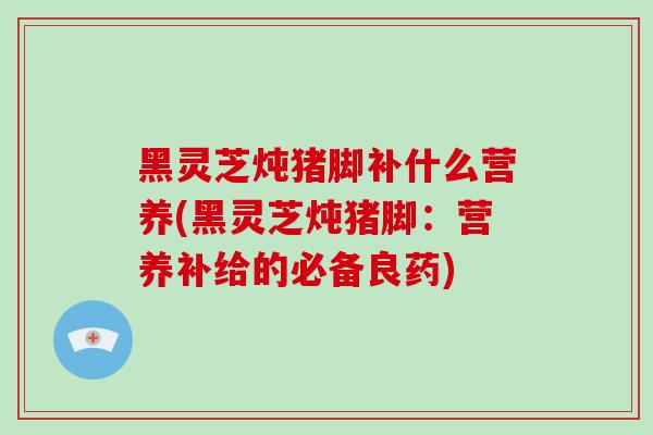 黑灵芝炖猪脚补什么营养(黑灵芝炖猪脚：营养补给的必备良药)