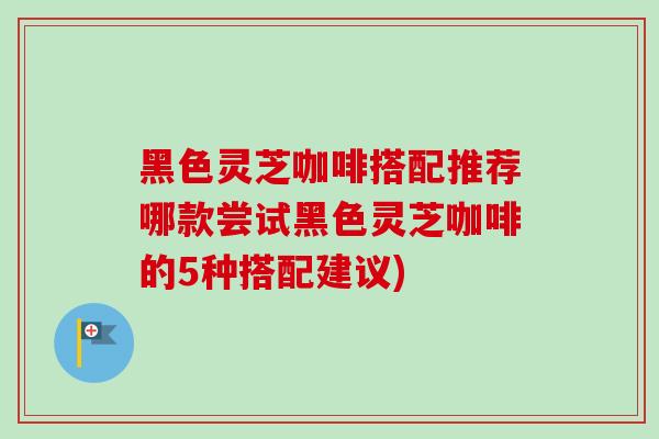 黑色灵芝咖啡搭配推荐哪款尝试黑色灵芝咖啡的5种搭配建议)