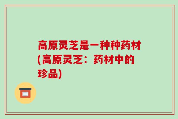 高原灵芝是一种种药材(高原灵芝：药材中的珍品)