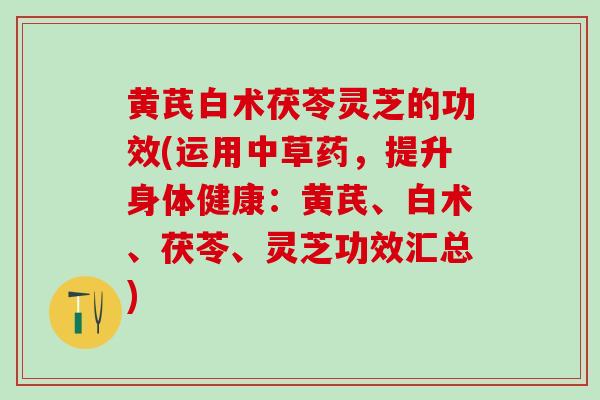 黄芪白术茯苓灵芝的功效(运用中草药，提升身体健康：黄芪、白术、茯苓、灵芝功效汇总)