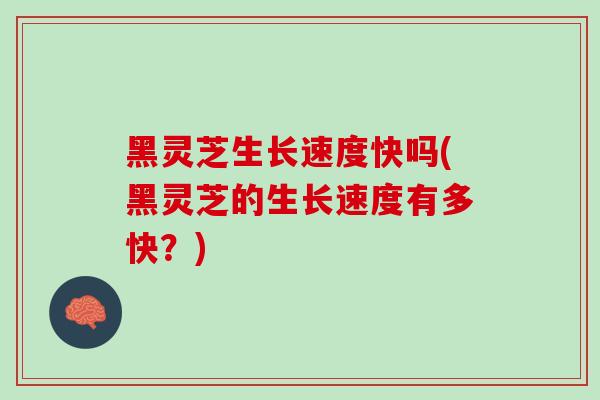 黑灵芝生长速度快吗(黑灵芝的生长速度有多快？)