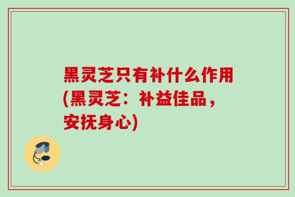 黑灵芝只有补什么作用(黑灵芝：补益佳品，安抚身心)