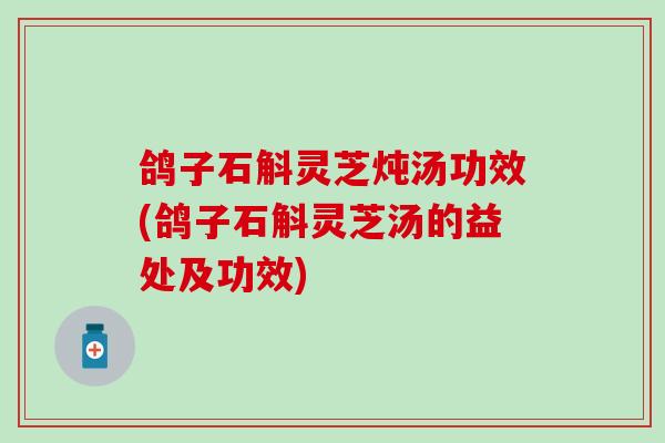 鸽子石斛灵芝炖汤功效(鸽子石斛灵芝汤的益处及功效)