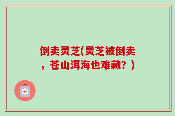 倒卖灵芝(灵芝被倒卖，苍山洱海也难藏？)