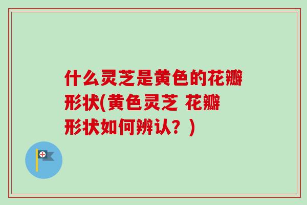 什么灵芝是黄色的花瓣形状(黄色灵芝 花瓣形状如何辨认？)