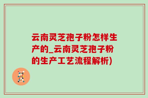 云南灵芝孢子粉怎样生产的_云南灵芝孢子粉的生产工艺流程解析)