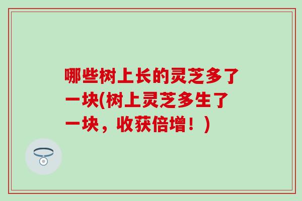 哪些树上长的灵芝多了一块(树上灵芝多生了一块，收获倍增！)