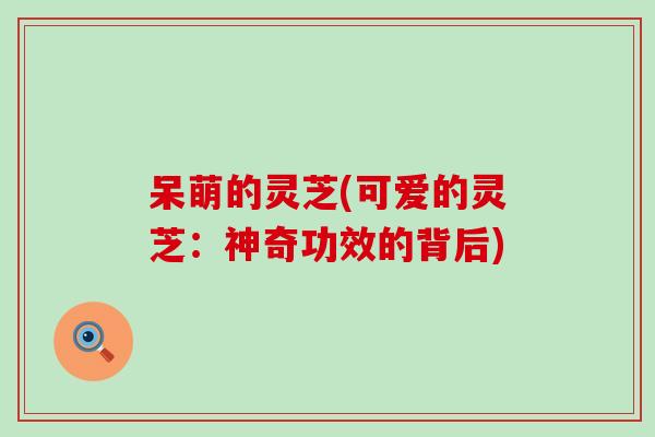 呆萌的灵芝(可爱的灵芝：神奇功效的背后)