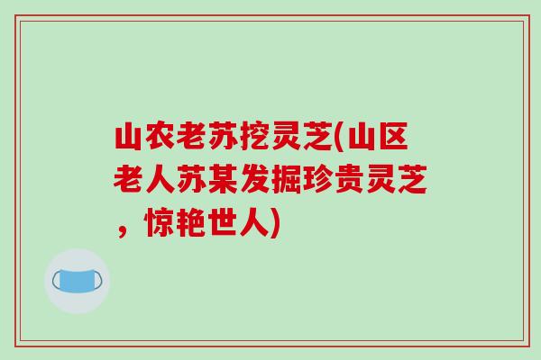 山农老苏挖灵芝(山区老人苏某发掘珍贵灵芝，惊艳世人)