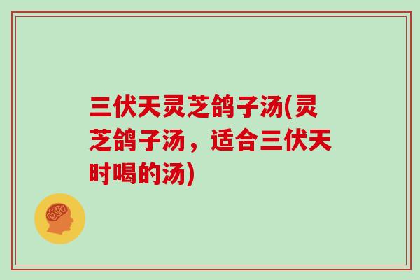 三伏天灵芝鸽子汤(灵芝鸽子汤，适合三伏天时喝的汤)