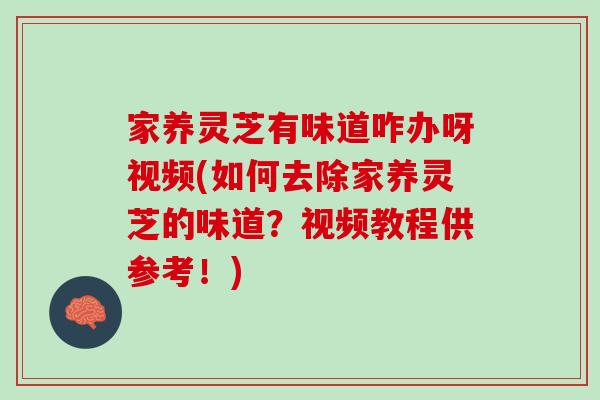 家养灵芝有味道咋办呀视频(如何去除家养灵芝的味道？视频教程供参考！)