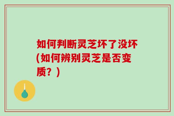 如何判断灵芝坏了没坏(如何辨别灵芝是否变质？)