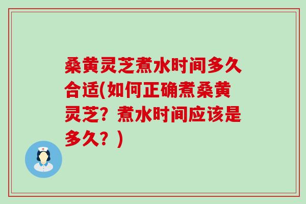 桑黄灵芝煮水时间多久合适(如何正确煮桑黄灵芝？煮水时间应该是多久？)