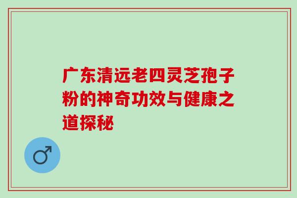 广东清远老四灵芝孢子粉的神奇功效与健康之道探秘