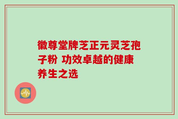 徽尊堂牌芝正元灵芝孢子粉 功效卓越的健康养生之选 徽尊堂牌芝正元灵芝孢子粉 功效卓越的健康养生之选