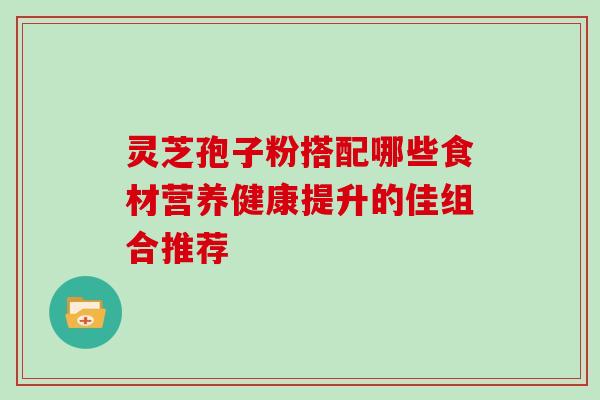 灵芝孢子粉搭配哪些食材营养健康提升的佳组合推荐 灵芝孢子粉搭配哪些食材营养健康提升的佳组合推荐