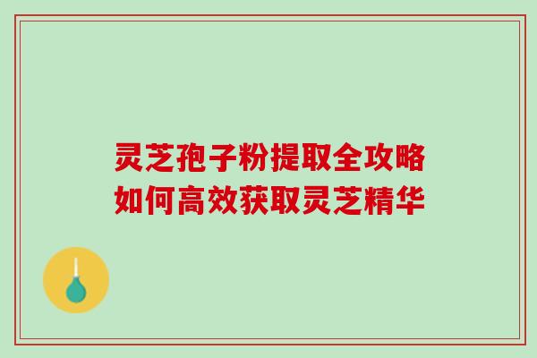灵芝孢子粉提取全攻略如何高效获取灵芝精华 灵芝孢子粉提取全攻略如何高效获取灵芝精华
