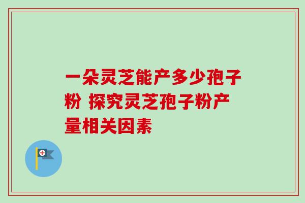 一朵灵芝能产多少孢子粉 探究灵芝孢子粉产量相关因素 一朵灵芝能产多少孢子粉 探究灵芝孢子粉产量相关因素