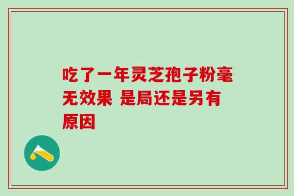 吃了一年灵芝孢子粉毫无效果 是局还是另有原因 吃了一年灵芝孢子粉毫无效果 是局还是另有原因