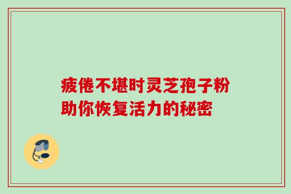 疲倦不堪时灵芝孢子粉助你恢复活力的秘密 疲倦不堪时灵芝孢子粉助你恢复活力的秘密