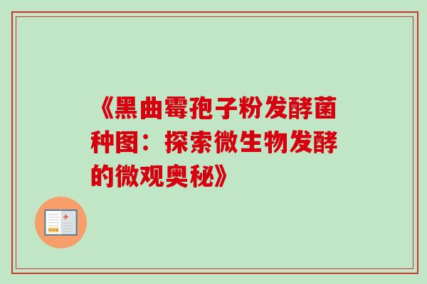 《黑曲霉孢子粉发酵菌种图:探索微生物发酵的微观奥秘》 《黑曲霉孢子粉发酵菌种图:探索微生物发酵的微观奥秘》