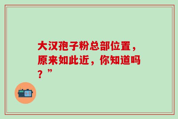 大汉孢子粉总部位置，原来如此近，你知道吗？”