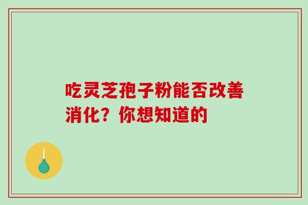 吃灵芝孢子粉能否改善消化？你想知道的