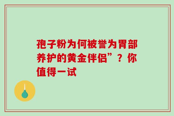 孢子粉为何被誉为胃部养护的黄金伴侣”?你值得一试 孢子粉为何被誉为胃部养护的黄金伴侣”?你值得一试