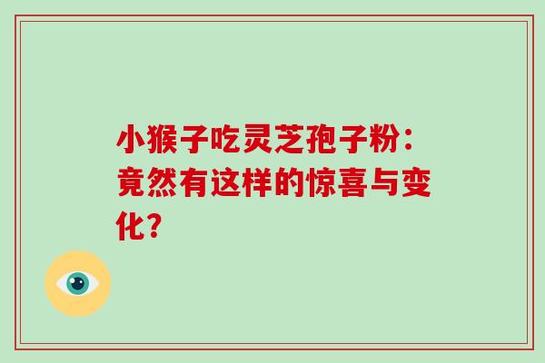 小猴子吃灵芝孢子粉:竟然有这样的惊喜与变化? 小猴子吃灵芝孢子粉:竟然有这样的惊喜与变化?